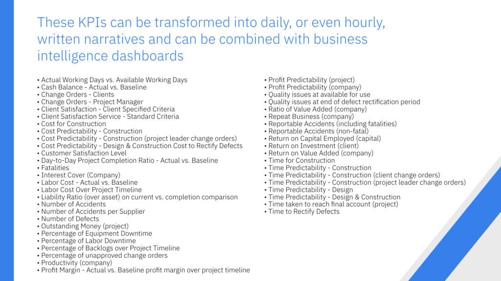 KPIs transformed in written narratives